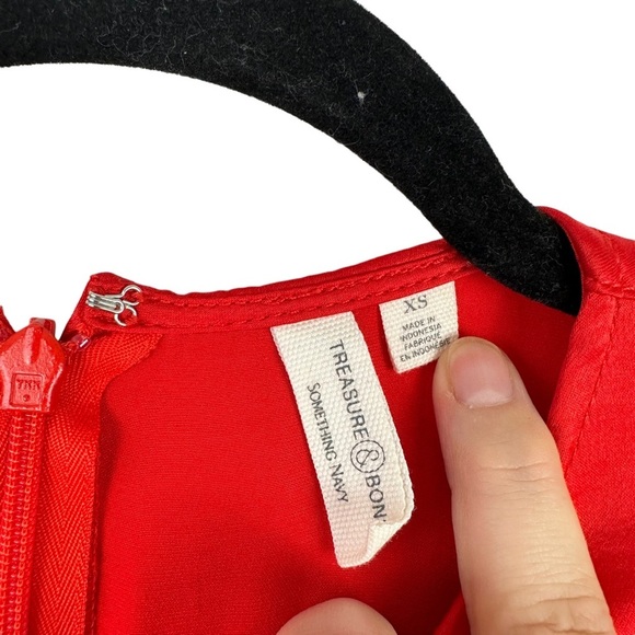 Treasure & Bond x Something Navy Sz XS Red A Line Flared Sleeve Mini Dress - Picture 5 of 14